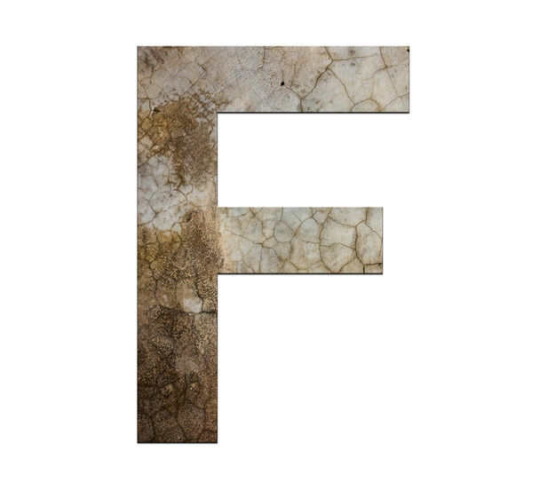 f letter cracked cement texture isolate - Foto, Imagem