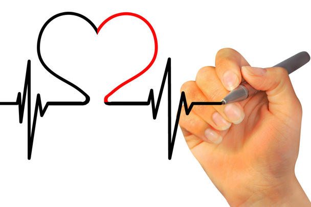 Hand drawing heart beat - Photo, Image