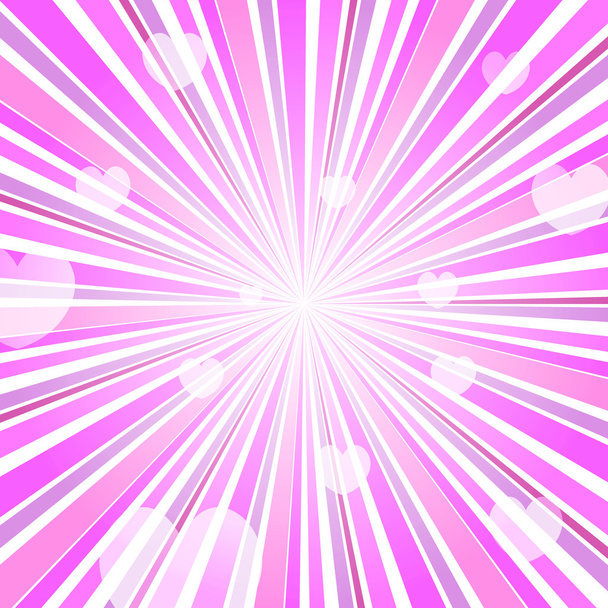 Αφηρημένη αγάπη καρδιά έκρηξη ακτίνων φόντο ροζ - Διάνυσμα, εικόνα