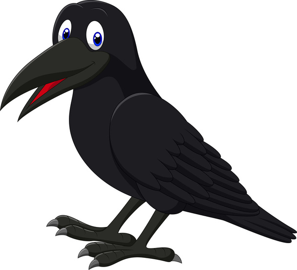 Cartoon raven isolated on white background - Vector, imagen