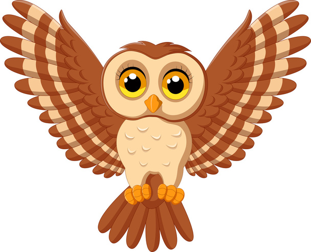 Cute owl cartoon flying - Vetor, Imagem