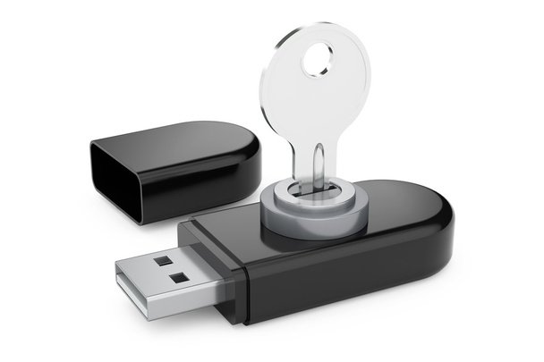 Концепція безпеки даних. USB флеш накопичувачі пам'яті з ключем. 3d Ренд
 - Фото, зображення