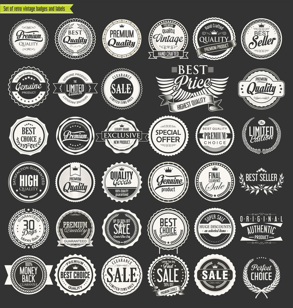 Vintage sale labels collection design elements premium quality - Vetor, Imagem