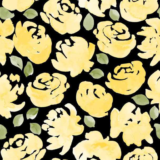 watercolor roses seamless pattern - Vetor, Imagem
