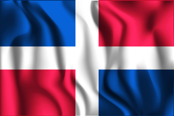 Bandiera della Repubblica Dominicana. Icona di forma rettangolare con Eff ondulato
 - Vettoriali, immagini