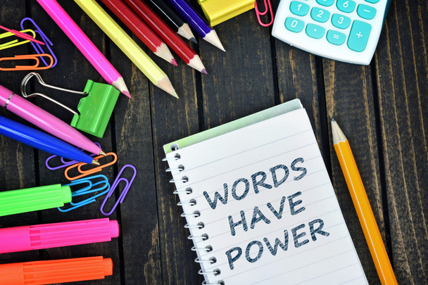 Words have power text on notepad and office tools - Foto, afbeelding