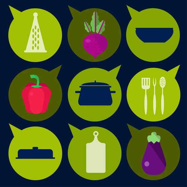 Kitchen objects and accessories icons- vector icon set. - ベクター画像