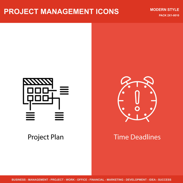 Set Of Project Management Icons On Planning And Deadline. Project Management Icons Can Be Used For Web, Mobile And Infographics Design. Vector Illustration, Eps10. - Vector, Image