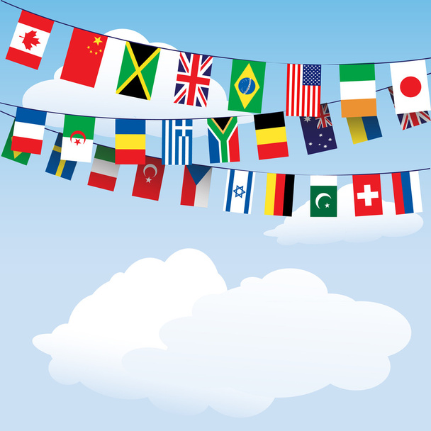 Bandeiras do mundo bunting
 - Vetor, Imagem