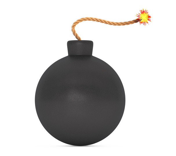 Black Bomb with Wick. 3d Rendering - Photo, image