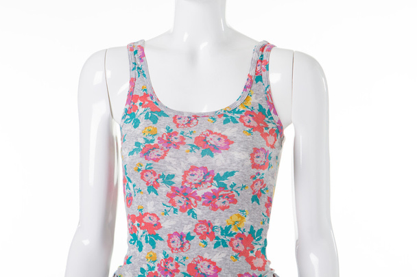 Colored summer tank top with floral print.  - Photo, Image