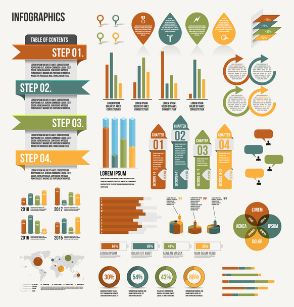 Zestaw elementów infografiki z statystyki - Wektor, obraz