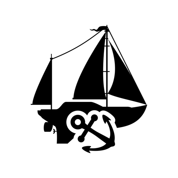sailboat anchor transportation design - Vector, Image