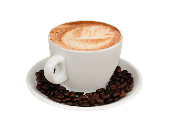 Cappuccino with coffe beans - Foto, Bild