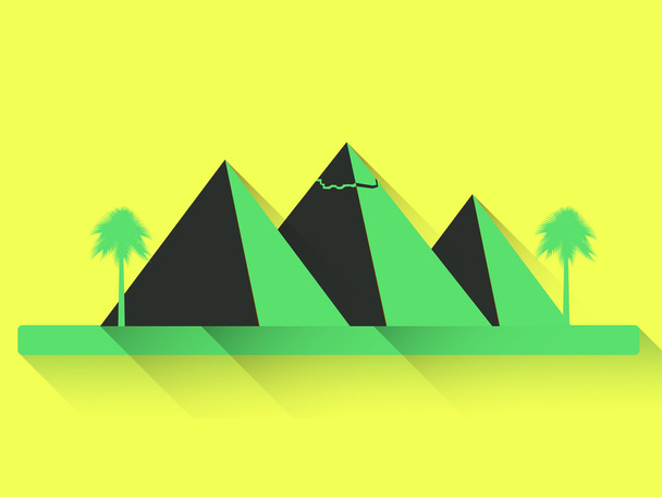 Egyptische piramide met lange schaduw. Heldere kleuren. Vectorillustratie. - Vector, afbeelding