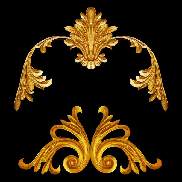装飾要素、ヴィンテージゴールドの花のデザイン - 写真・画像