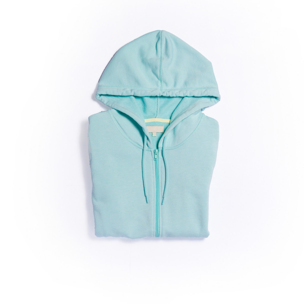  Το top view hoodie μέντα χρώμα σε άσπρο φόντο - Φωτογραφία, εικόνα
