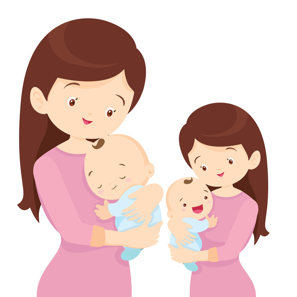 Young mother is holding her little baby - Vector, Image