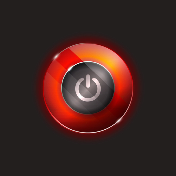 Red glossy power button - Vector, Image