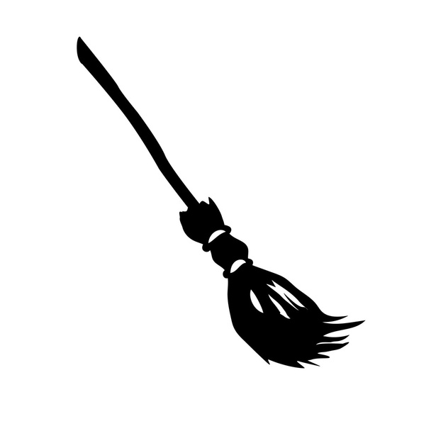 illustration of isolated silhouette witch broom on white background - Vector, Image