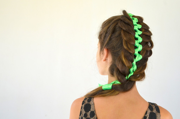 Haargewebe mit grünem Band - Foto, Bild