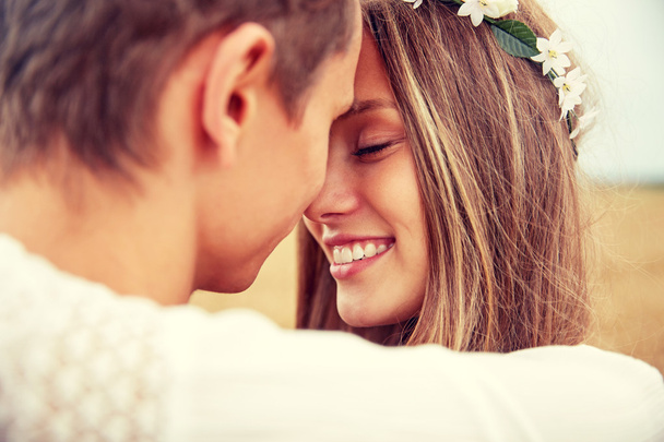 happy smiling young hippie couple outdoors - Foto, Imagen