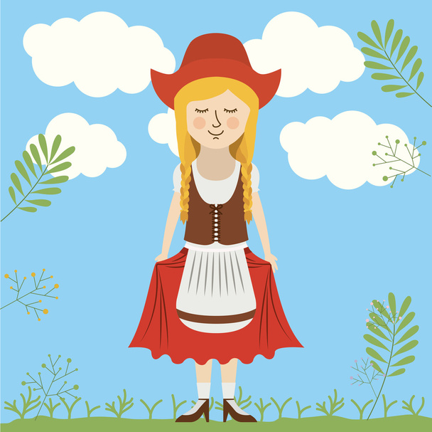 女性の伝統的な布のオクトーバーフェストのデザイン - ベクター画像