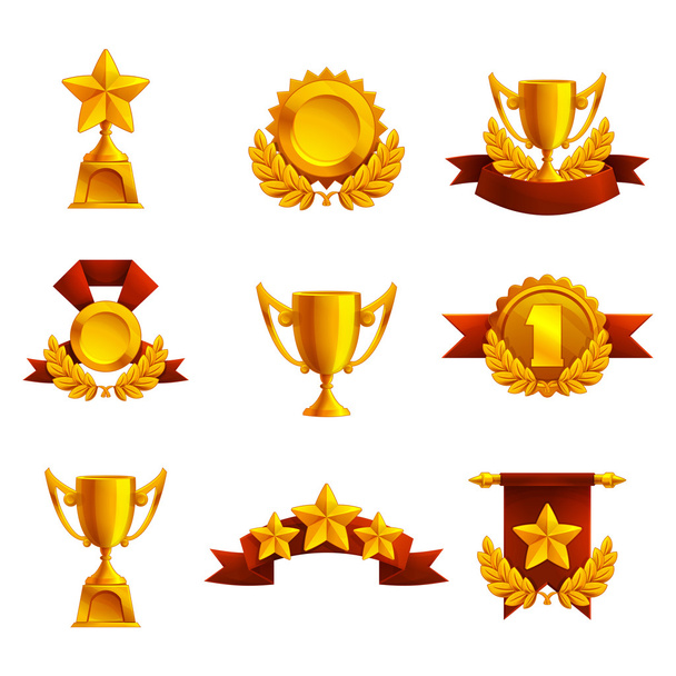 Set of trophies, medals and awards.  - Vektör, Görsel