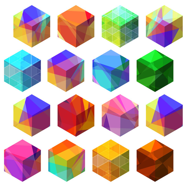 Conjunto de logotipo de cubo colorido abstracto
.   - Vector, Imagen
