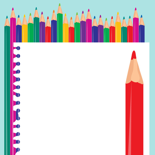 Lápices de colores y fondo de papel
 - Vector, imagen
