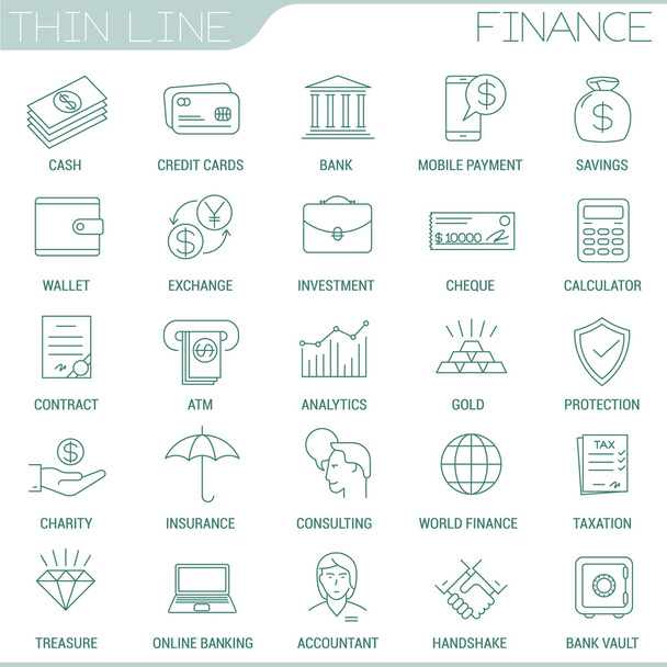 conjunto de ícones de dinheiro e finanças
 - Vetor, Imagem