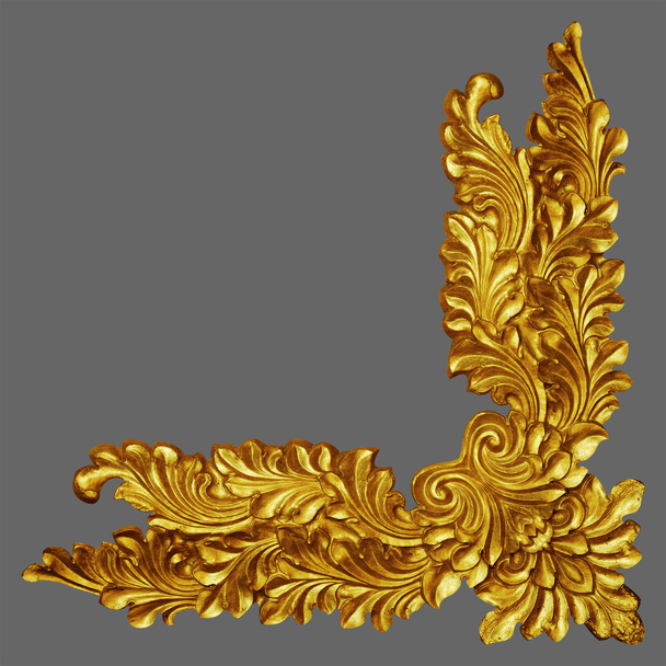 ヴィンテージ ゴールド フレームの花のデザイン要素を飾り - 写真・画像