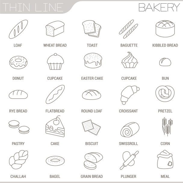 conjunto de iconos de pastelería y panadería
 - Vector, Imagen