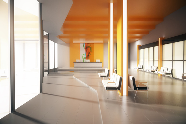 Lobby de oficina naranja
 - Foto, imagen