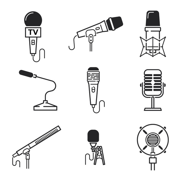 Különféle mikrofonok típusok vektoros ikonok - Vektor, kép