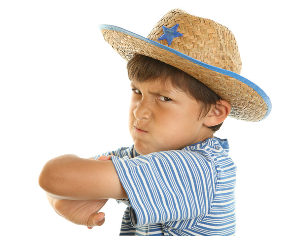Young mad boy in cowboy hat - Fotografie, Obrázek