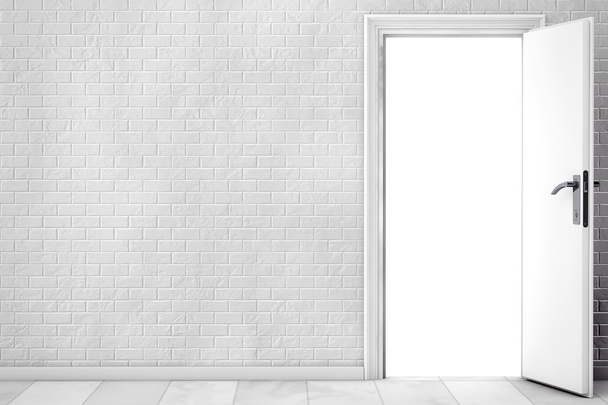 Puerta de madera blanca. Renderizado 3d
 - Foto, imagen