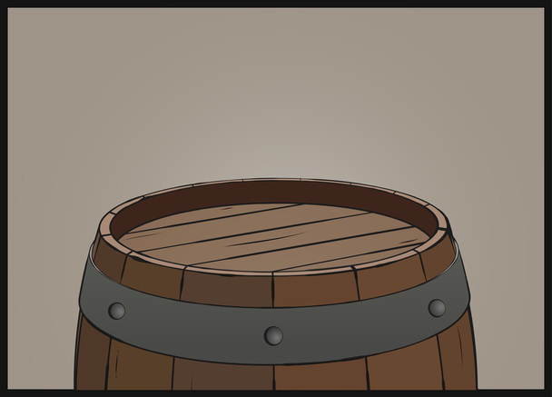 Fundo de barril de madeira com anéis de ferro
 - Vetor, Imagem