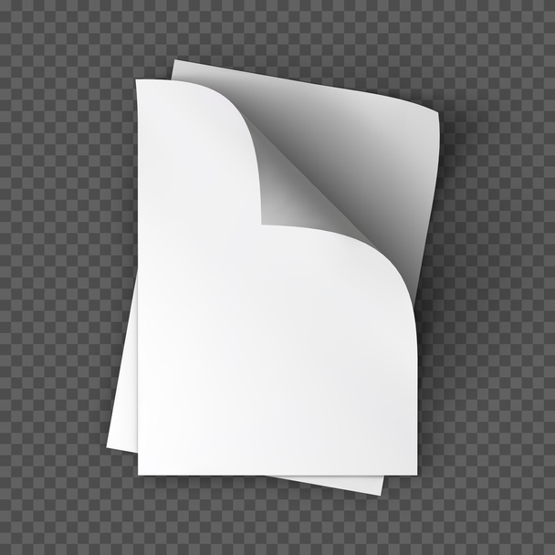 Paper sheets mockup on transparent background. Vector Illustration. - Vector, Image