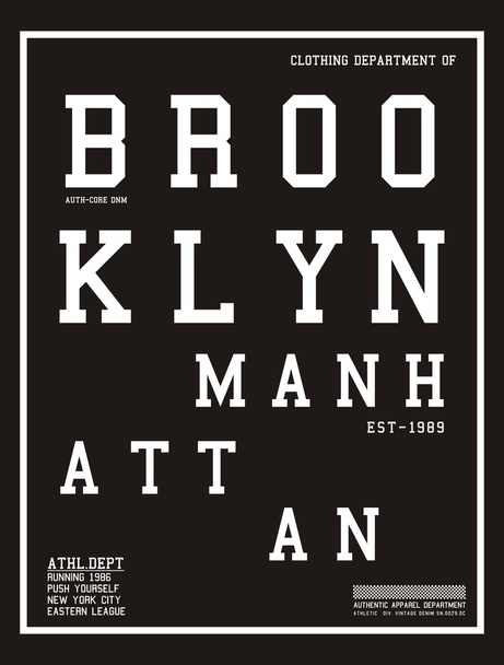 typography brooklyn manhattan - Vector, Image