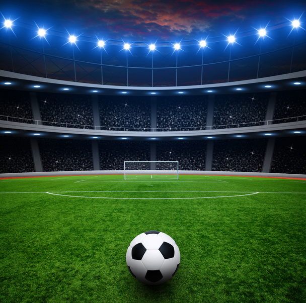 Balón de fútbol en el estadio verde
 - Foto, imagen