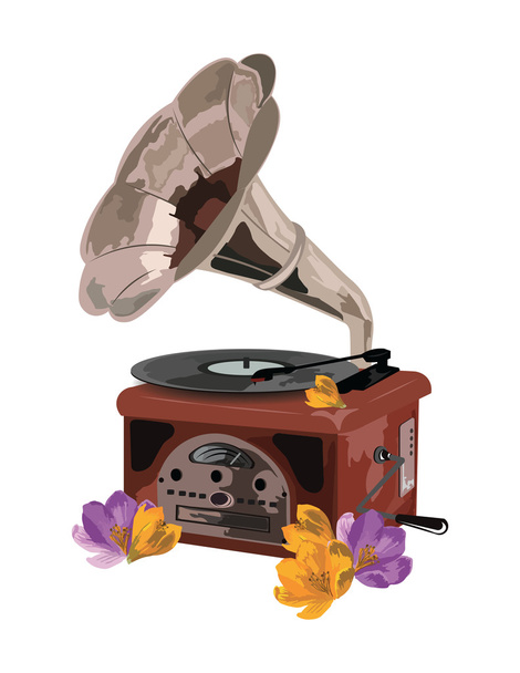 Vintage Retro gramophone - Vector, afbeelding