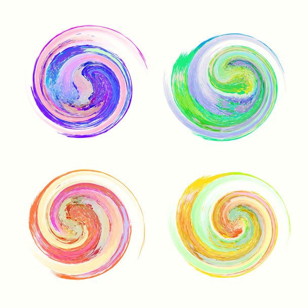set of multicolored spiral patterns - Vector, Image
