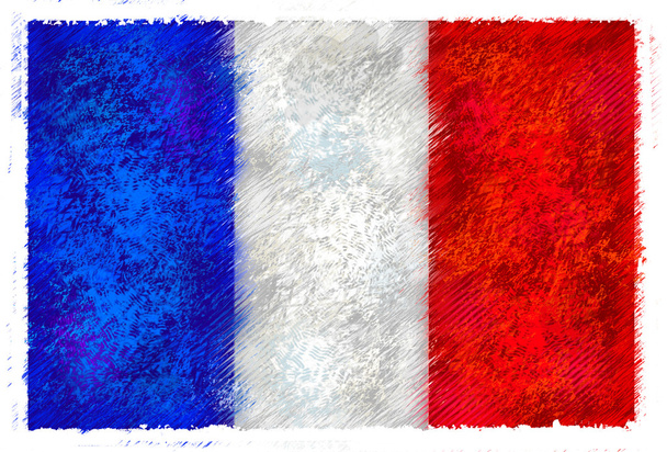 Drawing of the flag of France - Photo, image
