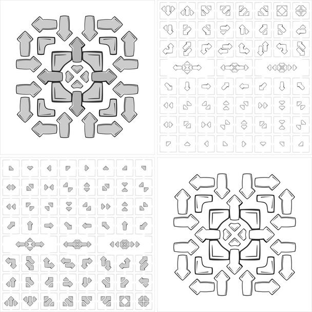 Pijlen pictogrammen & decoratie elementen - grijze pack - Vector, afbeelding