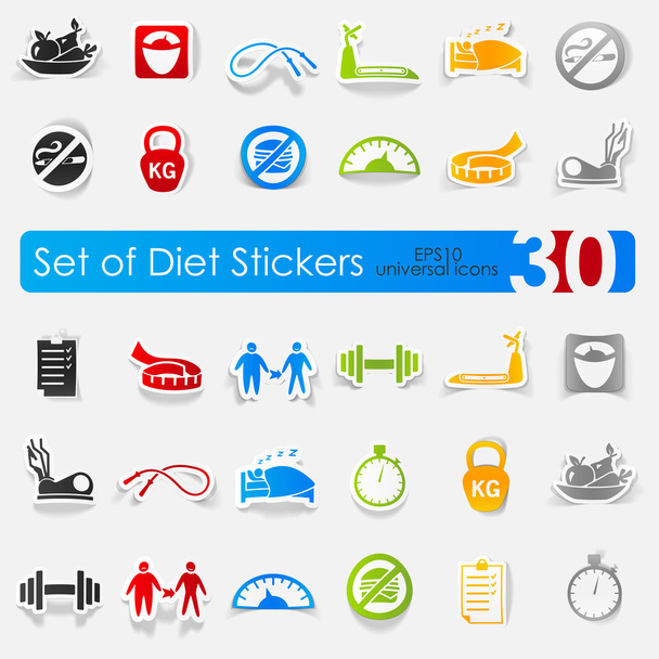 Set of diet stickers - Vector, Image