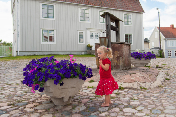 Cute little Swedish girl out exploring - Photo, Image