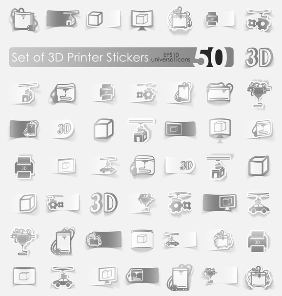 Conjunto de pegatinas de impresora 3d
 - Vector, Imagen