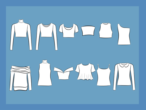 Blouses en T-shirt vector illustracion set - Vector, afbeelding