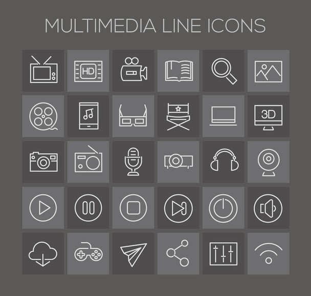 Iconos multimedia en la oscuridad
 - Vector, imagen